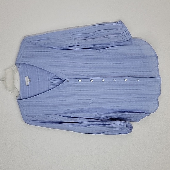J. Jill buttoned front V-neck blouse light blue size medium - Picture 2 of 11